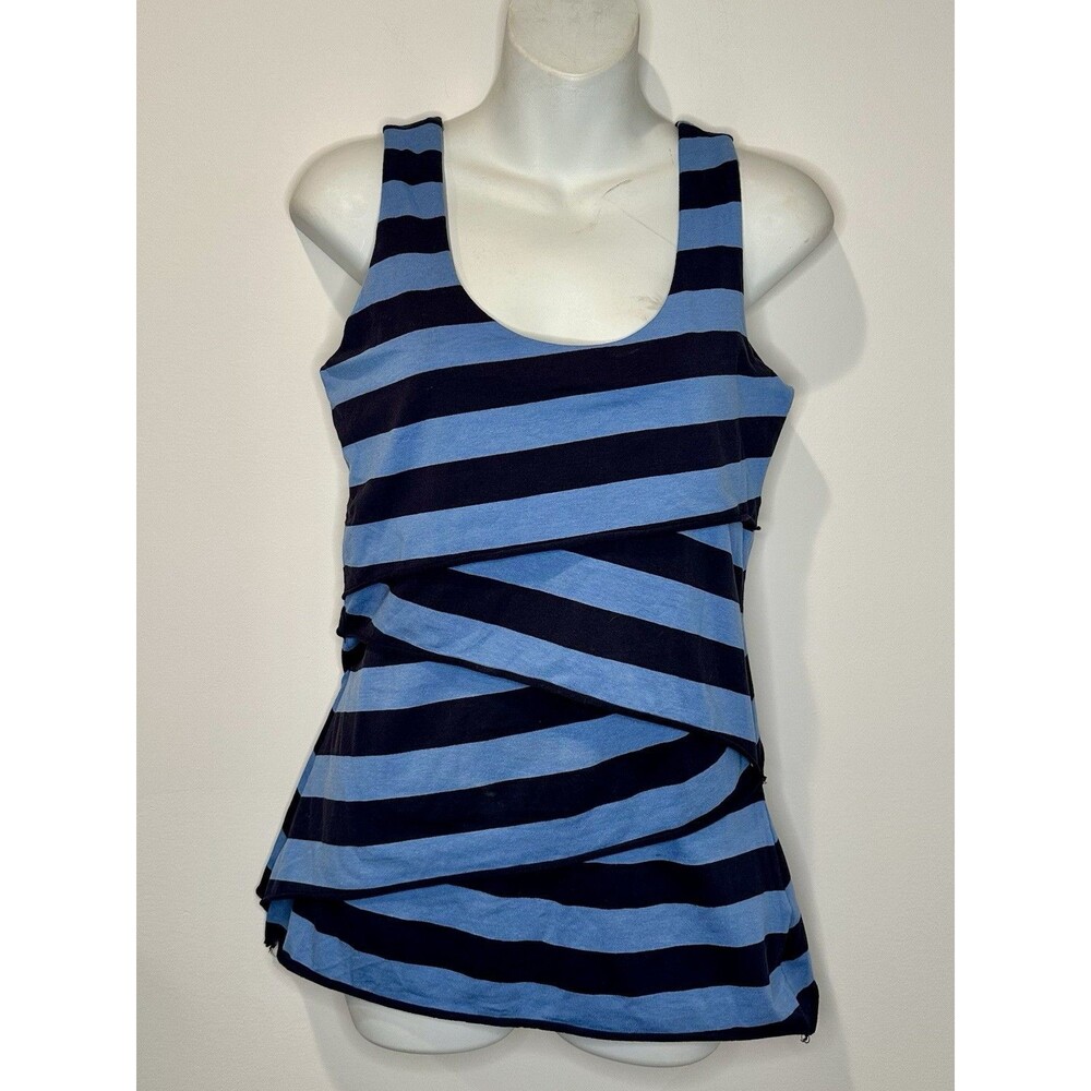 Soft Surroundings Blue Striped Layered Tiered Tank Top Size XS EUC!!